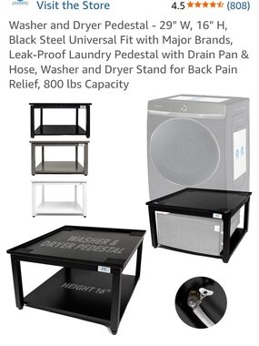 Washer & Dryer Pedestal Stand in Black